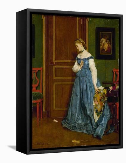 Hesitation, Possibly Madame Monteaux, C.1867-Alfred Emile Stevens-Framed Premier Image Canvas