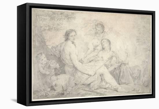 Hestia in a Mythical Landscape, C.1760 (Graphite on Vellum)-Charles Joseph Natoire-Framed Premier Image Canvas