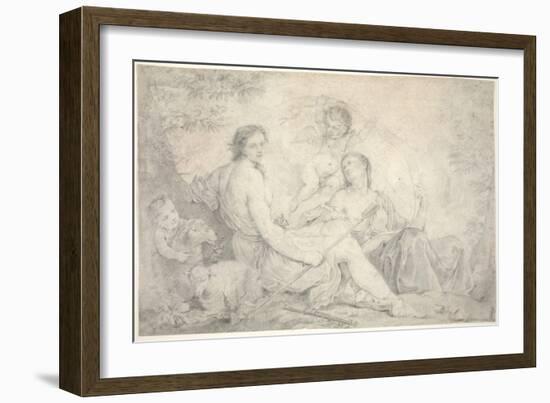 Hestia in a Mythical Landscape, C.1760 (Graphite on Vellum)-Charles Joseph Natoire-Framed Giclee Print