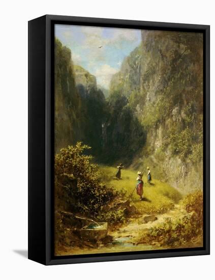 Heuernte im Hochgebirge-Carl Spitzweg-Framed Premier Image Canvas