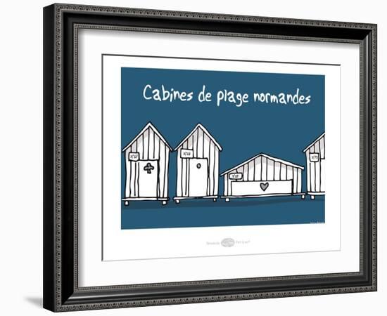 Heula. Cabines de plages normandes-Sylvain Bichicchi-Framed Art Print