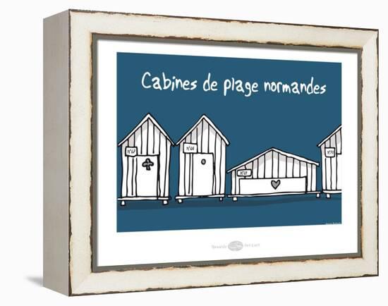 Heula. Cabines de plages normandes-Sylvain Bichicchi-Framed Stretched Canvas