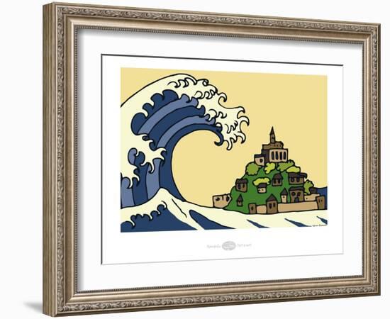 Heula. Okusaï au Mont Saint-Michel-Sylvain Bichicchi-Framed Art Print