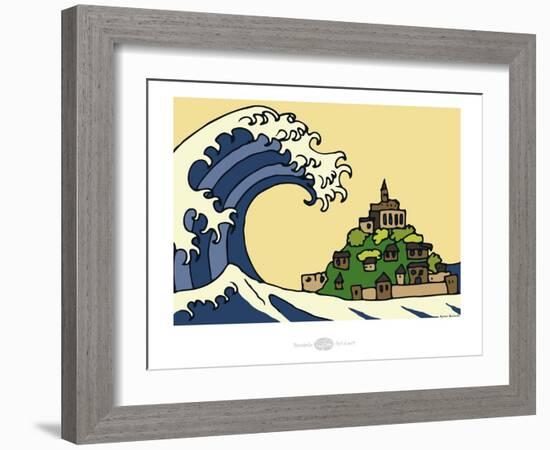 Heula. Okusaï au Mont Saint-Michel-Sylvain Bichicchi-Framed Art Print