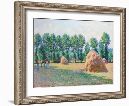 Heuschober in Giverny (Les Meules à Giverny). 1885-Claude Monet-Framed Giclee Print