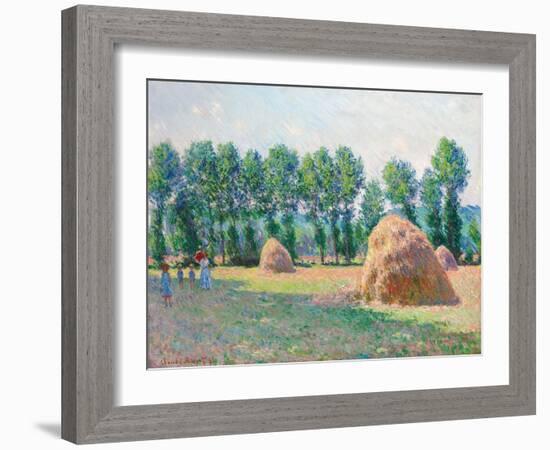 Heuschober in Giverny (Les Meules à Giverny). 1885-Claude Monet-Framed Giclee Print