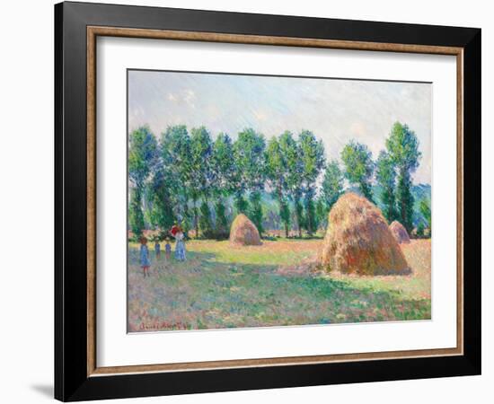 Heuschober in Giverny (Les Meules à Giverny). 1885-Claude Monet-Framed Giclee Print