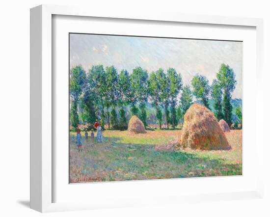 Heuschober in Giverny (Les Meules à Giverny). 1885-Claude Monet-Framed Giclee Print