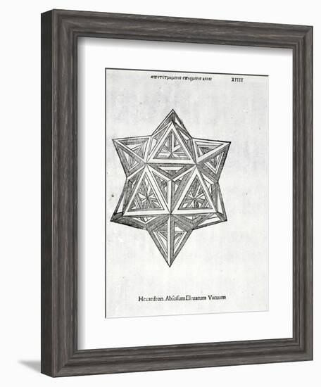 Hexacedron Abscisum Elevatum Vacuum, Illustration from 'Divina Proportione' by Luca Pacioli…-Leonardo da Vinci-Framed Giclee Print