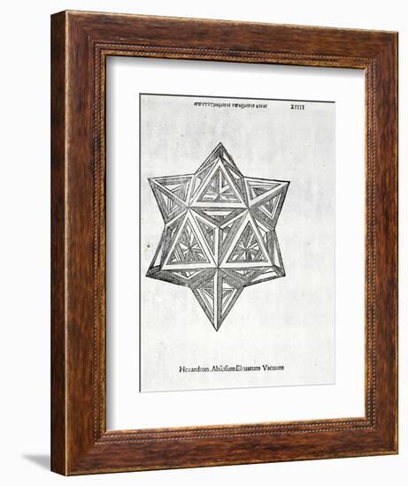 Hexacedron Abscisum Elevatum Vacuum, Illustration from 'Divina Proportione' by Luca Pacioli…-Leonardo da Vinci-Framed Giclee Print