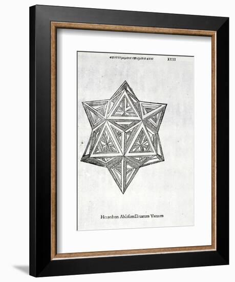 Hexacedron Abscisum Elevatum Vacuum, Illustration from 'Divina Proportione' by Luca Pacioli…-Leonardo da Vinci-Framed Giclee Print
