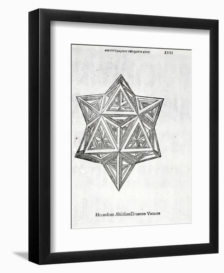 Hexacedron Abscisum Elevatum Vacuum, Illustration from 'Divina Proportione' by Luca Pacioli…-Leonardo da Vinci-Framed Giclee Print