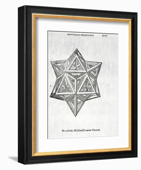 Hexacedron Abscisum Elevatum Vacuum, Illustration from 'Divina Proportione' by Luca Pacioli…-Leonardo da Vinci-Framed Giclee Print