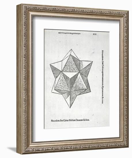 Hexaedron Abscisum Elevatum Solidum, Illustration from 'Divina Proportione' by Luca Pacioli…-Leonardo da Vinci-Framed Giclee Print