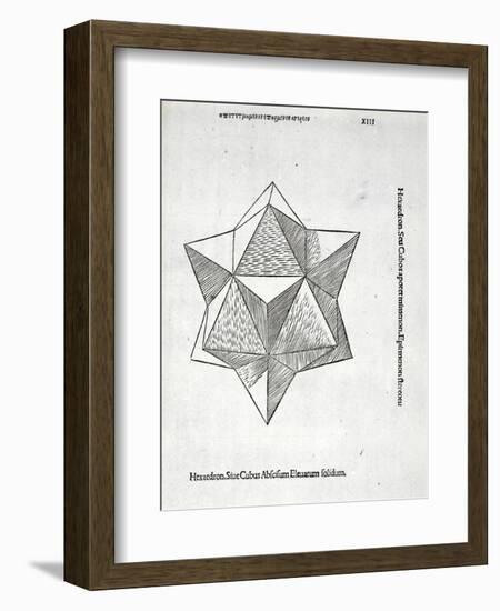 Hexaedron Abscisum Elevatum Solidum, Illustration from 'Divina Proportione' by Luca Pacioli…-Leonardo da Vinci-Framed Giclee Print