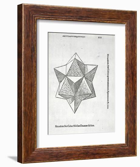 Hexaedron Abscisum Elevatum Solidum, Illustration from 'Divina Proportione' by Luca Pacioli…-Leonardo da Vinci-Framed Giclee Print