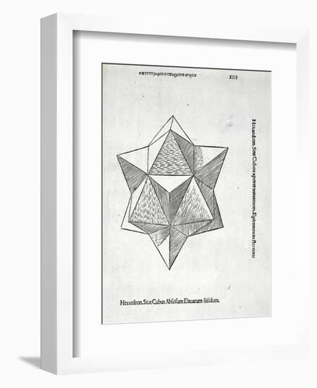 Hexaedron Abscisum Elevatum Solidum, Illustration from 'Divina Proportione' by Luca Pacioli…-Leonardo da Vinci-Framed Giclee Print