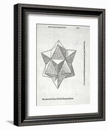 Hexaedron Abscisum Elevatum Solidum, Illustration from 'Divina Proportione' by Luca Pacioli…-Leonardo da Vinci-Framed Giclee Print