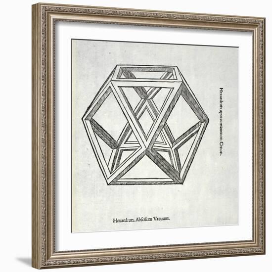 Hexaedron Abscisum Vacuum, Illustration from 'Divina Proportione' by Luca Pacioli (C.1445-1517),…-Leonardo da Vinci-Framed Giclee Print