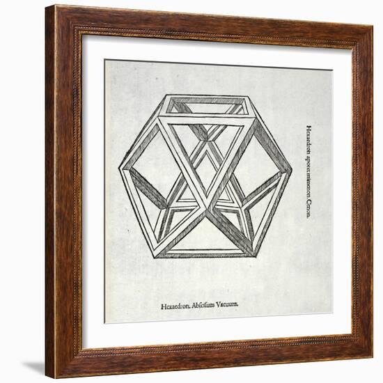 Hexaedron Abscisum Vacuum, Illustration from 'Divina Proportione' by Luca Pacioli (C.1445-1517),…-Leonardo da Vinci-Framed Giclee Print