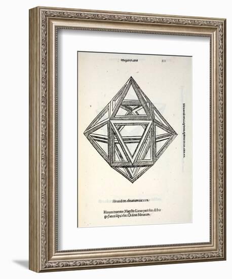 Hexaedron Elevatum Vacuum, Illustration from 'Divina Proportione' by Luca Pacioli (C.1445-1517),…-Leonardo da Vinci-Framed Giclee Print