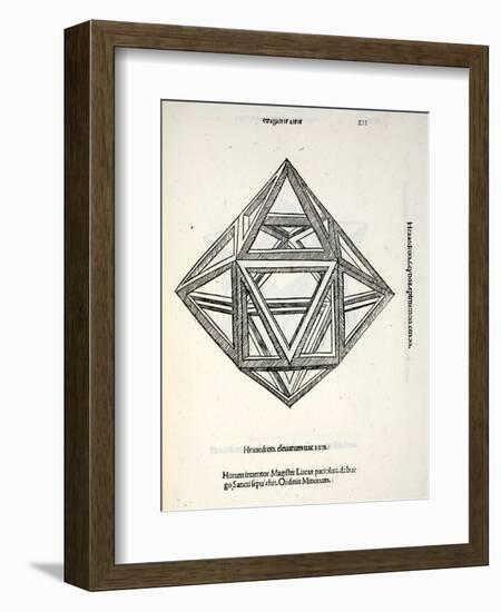 Hexaedron Elevatum Vacuum, Illustration from 'Divina Proportione' by Luca Pacioli (C.1445-1517),…-Leonardo da Vinci-Framed Giclee Print