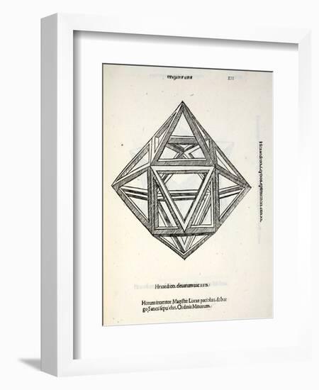 Hexaedron Elevatum Vacuum, Illustration from 'Divina Proportione' by Luca Pacioli (C.1445-1517),…-Leonardo da Vinci-Framed Giclee Print