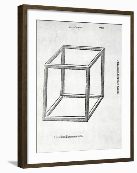 Hexaedron Planum Vacuum, Illustration from 'Divina Proportione' by Luca Pacioli (C.1445-1517),…-Leonardo da Vinci-Framed Giclee Print