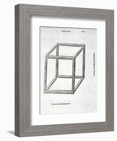 Hexaedron Planum Vacuum, Illustration from 'Divina Proportione' by Luca Pacioli (C.1445-1517),…-Leonardo da Vinci-Framed Giclee Print
