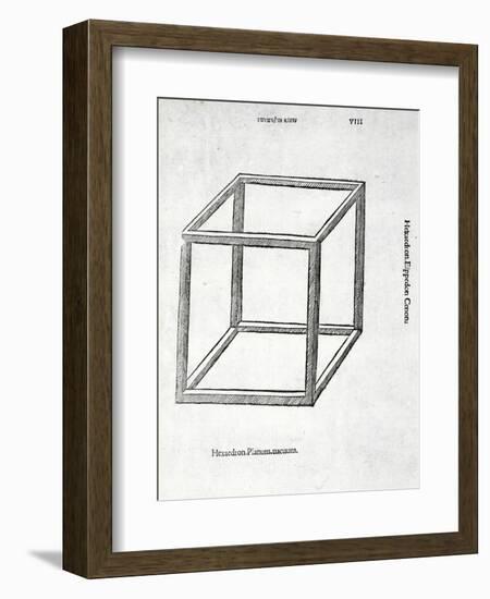 Hexaedron Planum Vacuum, Illustration from 'Divina Proportione' by Luca Pacioli (C.1445-1517),…-Leonardo da Vinci-Framed Giclee Print