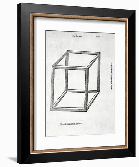 Hexaedron Planum Vacuum, Illustration from 'Divina Proportione' by Luca Pacioli (C.1445-1517),…-Leonardo da Vinci-Framed Giclee Print