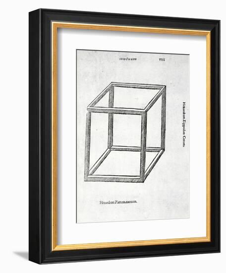 Hexaedron Planum Vacuum, Illustration from 'Divina Proportione' by Luca Pacioli (C.1445-1517),…-Leonardo da Vinci-Framed Giclee Print