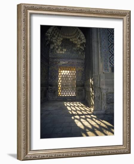 Hexagon Patterned, Registan, Samarkand, Uzbekistan-Ellen Clark-Framed Photographic Print