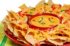 Plate of Fresh Nachos with a Spicy Jalapeno Cheese Sauce-HHLtDave5-Framed Photographic Print