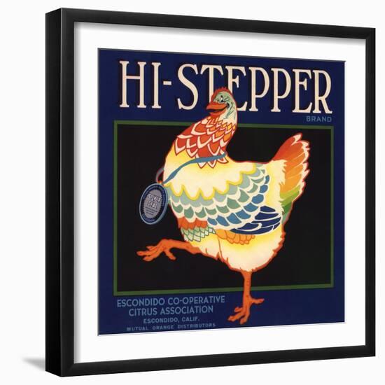 Hi Stepper Brand - Escondido, California - Citrus Crate Label-Lantern Press-Framed Art Print