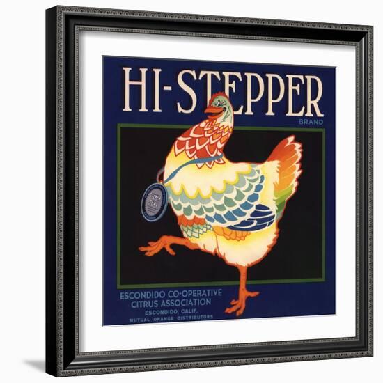 Hi Stepper Brand - Escondido, California - Citrus Crate Label-Lantern Press-Framed Art Print