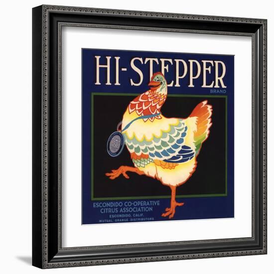 Hi Stepper Brand - Escondido, California - Citrus Crate Label-Lantern Press-Framed Art Print