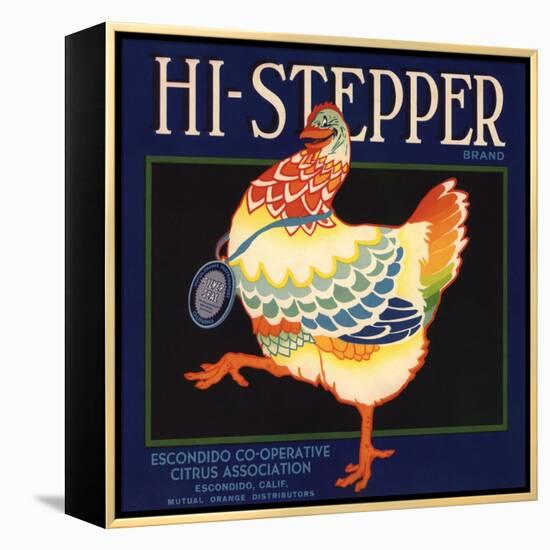 Hi Stepper Brand - Escondido, California - Citrus Crate Label-Lantern Press-Framed Stretched Canvas