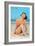 Hi There, Girl on Beach, Retro-null-Framed Art Print