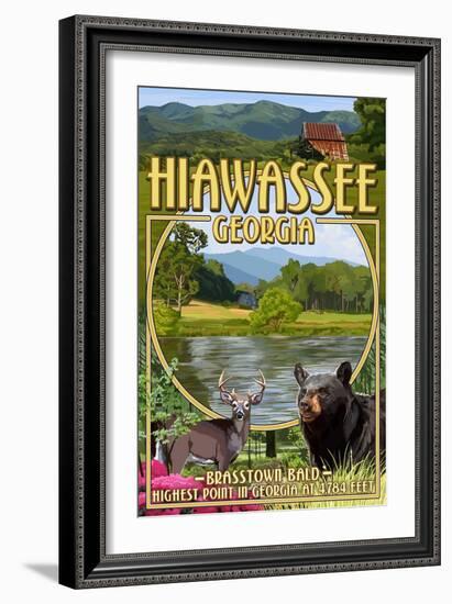 Hiawassee, Georgia - Montage Scenes-Lantern Press-Framed Art Print