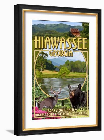 Hiawassee, Georgia - Montage Scenes-Lantern Press-Framed Art Print