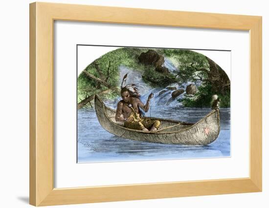 Hiawatha Fishing from a Canoe-null-Framed Giclee Print