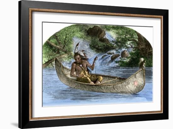 Hiawatha Fishing from a Canoe-null-Framed Giclee Print