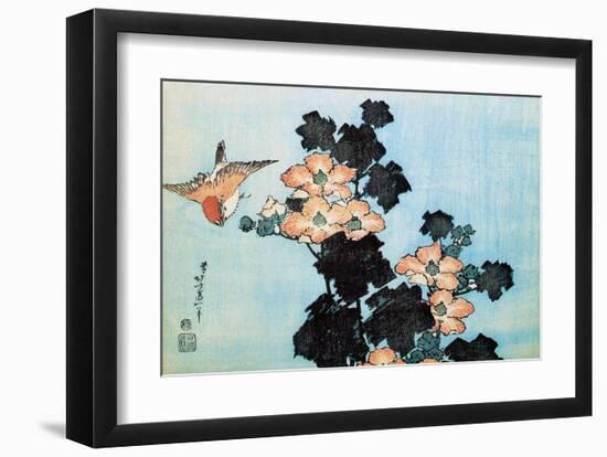 Hibiscus and Sparrow-Katsushika Hokusai-Framed Art Print