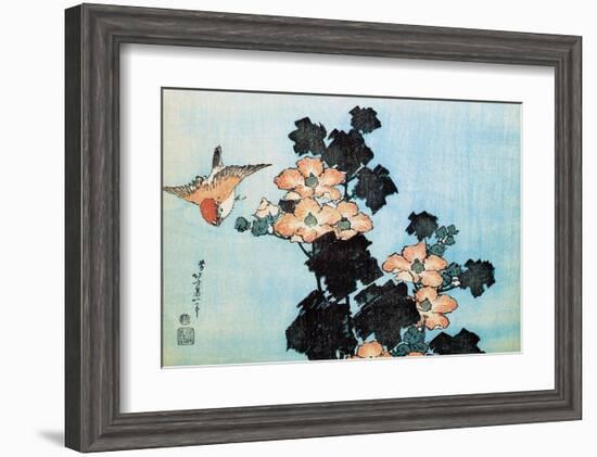Hibiscus and Sparrow-Katsushika Hokusai-Framed Art Print