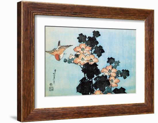 Hibiscus and Sparrow-Katsushika Hokusai-Framed Art Print