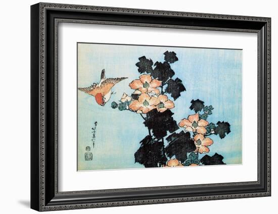 Hibiscus and Sparrow-Katsushika Hokusai-Framed Art Print