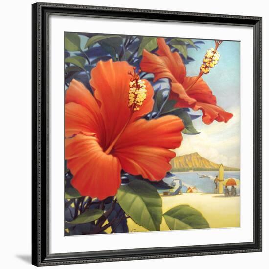 Hibiscus Beach Day-Kerne Erickson-Framed Art Print