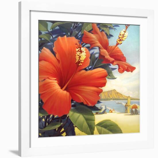 Hibiscus Beach Day-Kerne Erickson-Framed Art Print