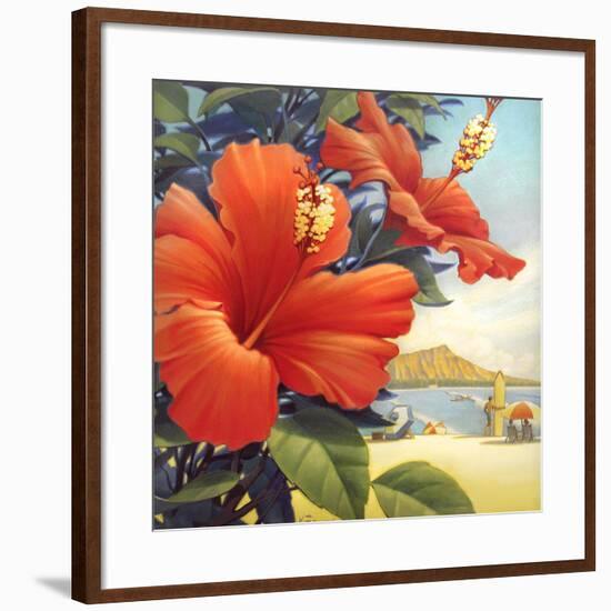 Hibiscus Beach Day-Kerne Erickson-Framed Art Print